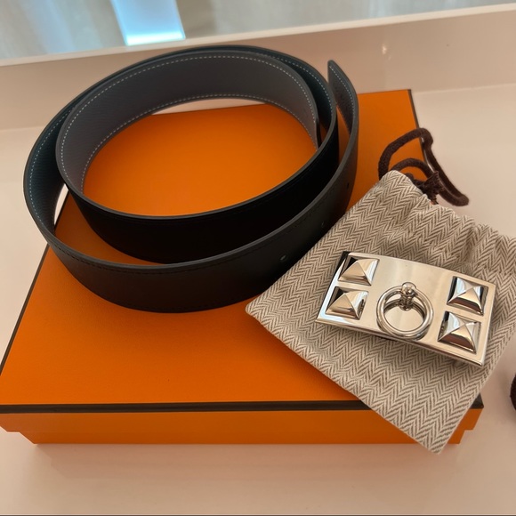 Hermes Leather Belt Strap and CDC Buckle sz 85 - Picture 1 of 5